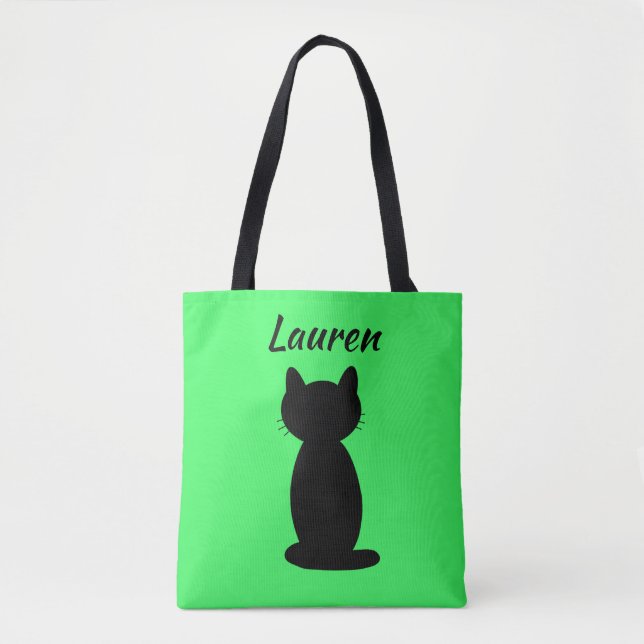 Personalised Black Cat Silhouette  Tote Bag (Front)