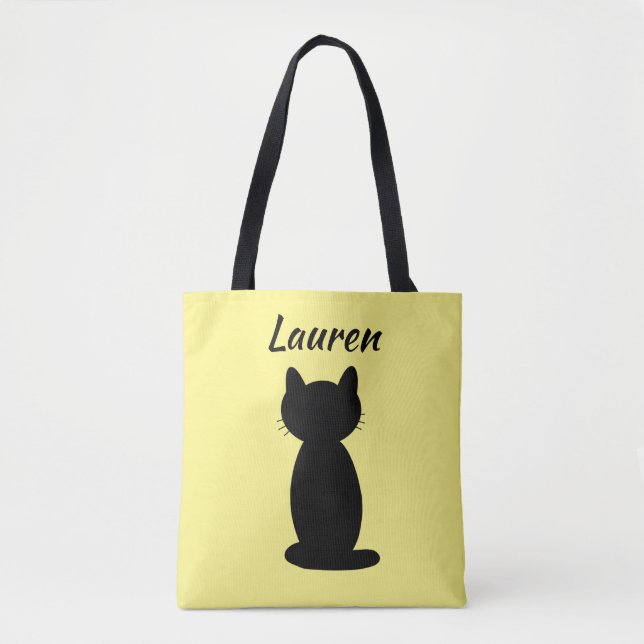 Personalised Black Cat Silhouette Tote Bag (Front)