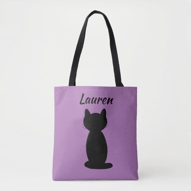Personalised Black Cat Silhouette  Tote Bag (Front)