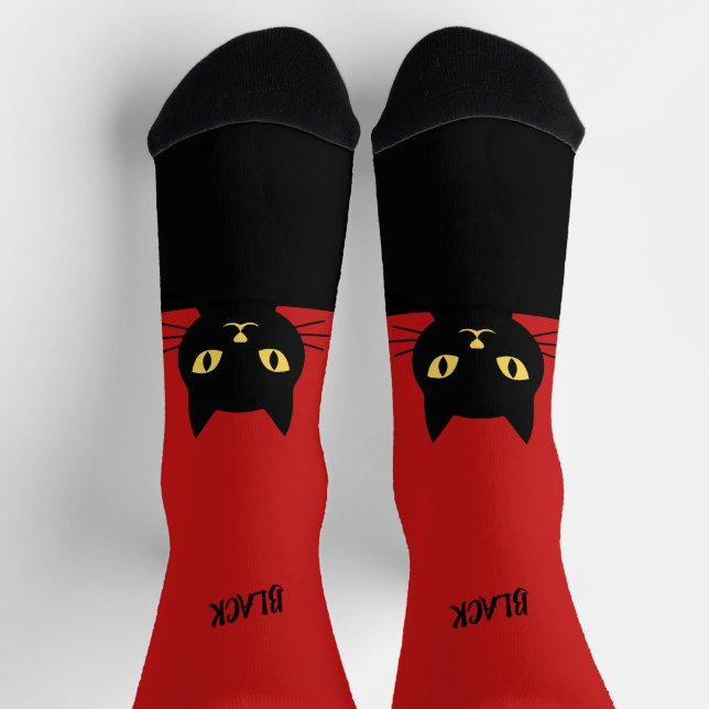 Personalised Black Cat Socks - Cat Lovers gift  (Top)
