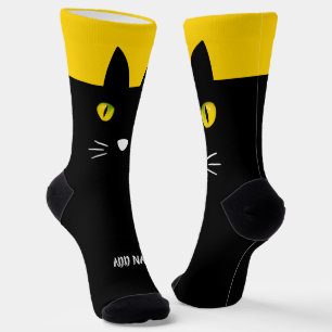 Personalised Black Cat Socks - Cats Custom Gift