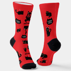 Personalised Black Cat Socks - Custom Cat Lover Gi