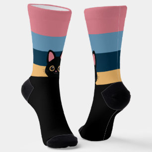 Personalised Black Cat Socks Custom Name Colour
