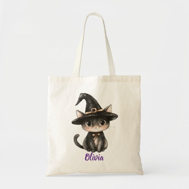 Personalised Black Cat Trick-or-Treat Bag (Front)