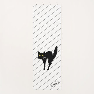 Personalised Black Cat with Arched Back Yoga Mat