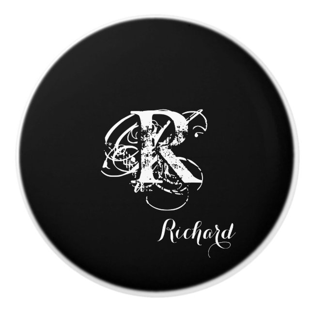 Personalised Black Ceramic Knob (Front)