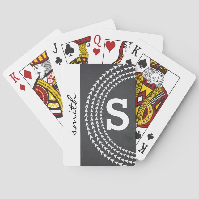 Personalised Black Chalkboard Circular Arrows Playing Cards (Back)