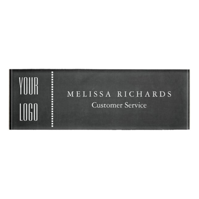 Personalised Black Chalkboard Small Name Badge (Front)