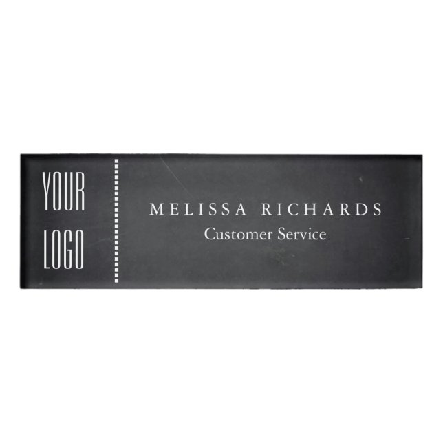 Personalised Black Chalkboard Small Name Badge (Front)