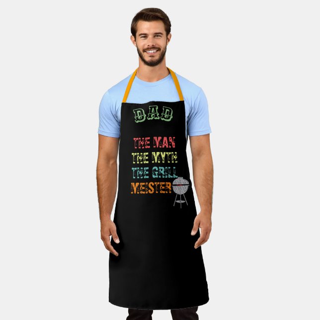 Personalised Black Chef Apron - Father's Day Gift (Worn)