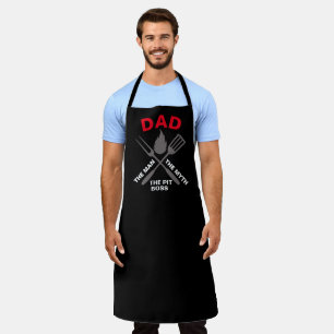 Personalised Black Chef Dad #FATHERSDAY Pit Boss Apron
