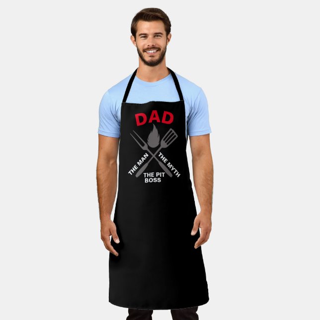 Personalised Black Chef Dad #FATHERSDAY Pit Boss Apron (Worn)