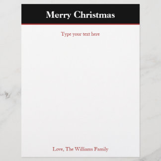 Personalised Black Christmas Holiday Stationary