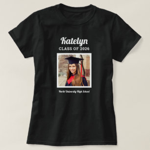 Personalised Black Class of 2022 Graduation Photo T-Shirt
