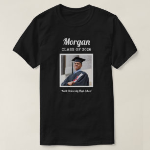 Personalised Black Class of 2022 Graduation Photo T-Shirt
