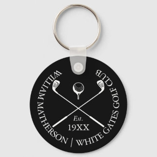 Personalised Black Classic Golf Club Name Key Ring