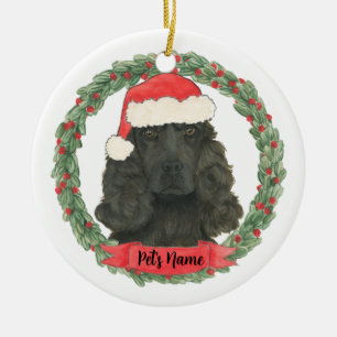 Personalised Black Cocker Spaniel Christmas Ceramic Ornament
