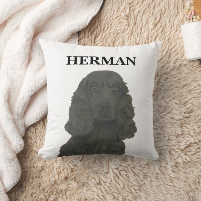 Personalised Black Cocker Spaniel Cushion (Blanket)