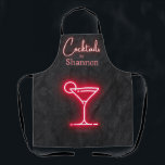 Personalised Black Cocktail Party Bar Drink Apron<br><div class="desc">Have fun being the 'drink master' and serving beverages at your very own bar with this black apron featuring a neon cocktail glass and personalised with your name. Great at a party or as a gift idea for anyone on your list.</div>