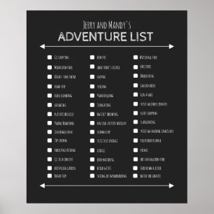 Personalised black couple's adventure list poster