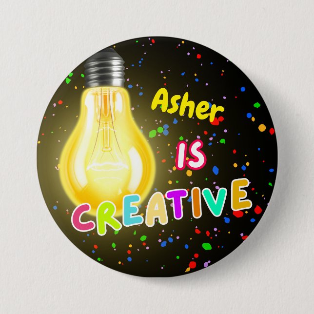 Personalised Black Creative Affirmation  7.5 Cm Round Badge (Front)
