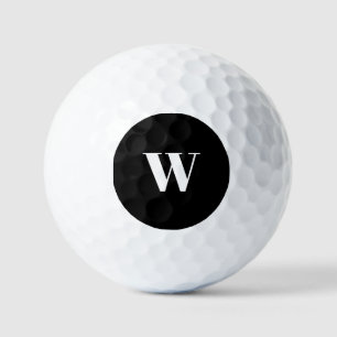 Personalised black custom monogram initial elegant golf balls
