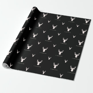Personalised Black Custom Name Manly Christmas Wrapping Paper