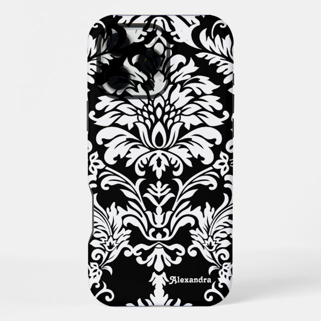 Personalised Black Damask iPhone Case (Back)