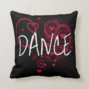 Personalised Black Dance Hearts Edgy Cushion