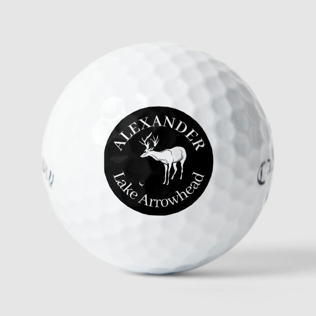 Personalised Black Deer Silhouette Golf Balls (Front)