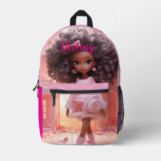 Personalised Black doll plaid Printed Backpack
