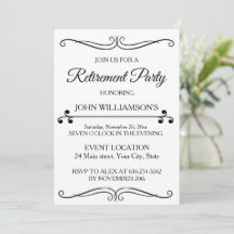 Personalised black elegant retirement party 