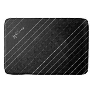 Personalised Black Elegant Script Bath Mat