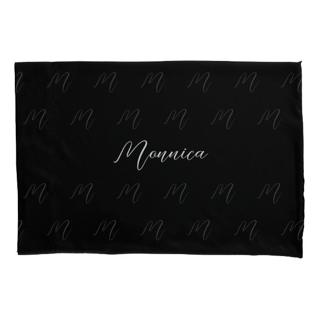 Personalised Black Elegant Script Pillowcase (Front)