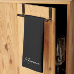 Personalised Black Elegant Script Tea Towel<br><div class="desc">Digital Art</div>