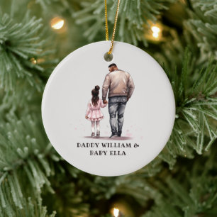 Personalised Black Father and Daughter (2) Ceramic Ornament