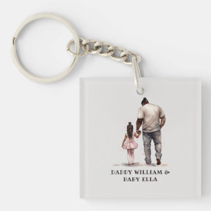 Personalised Black Father and Daughter (3) Key Ring