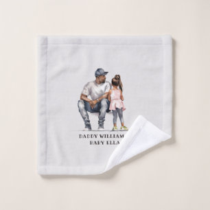 Personalised Black Father and Daughter (6) Bath Towel Set