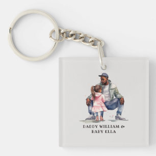 Personalised Black Father and Daughter (7) Key Ring