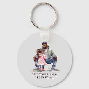 Personalised Black Father and Daughter (7) Key Ring