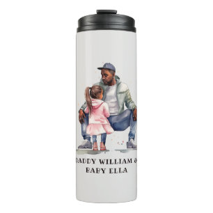 Personalised Black Father and Daughter (7) Thermal Tumbler