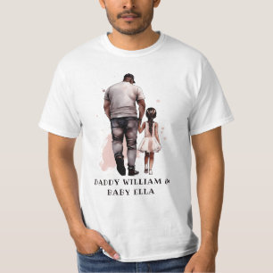 Personalised Black Father and Daughter T-Shirt