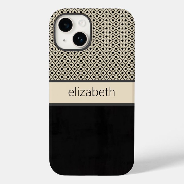 Personalised Black Floral Dots Phone Case (Back)