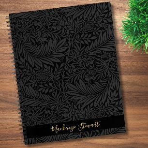 Personalised Black Floral Pattern Notebook