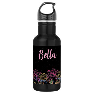 Personalised Black Floral Starry steel waterbottle 532 Ml Water Bottle