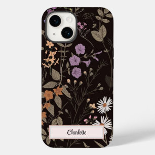 Personalised Black Floral Wildflower I phone Case