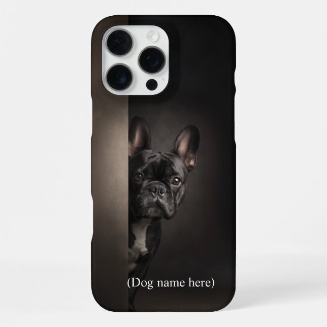 Personalised Black Frenchie Portrait iPhone Case (Back)