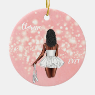 Personalised Black Girl Ballerina Ornament