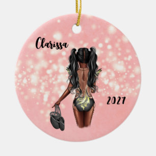Personalised Black Girl Kids Dance Ornament