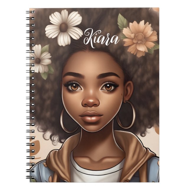 Personalised Black girl Notebook (Front)